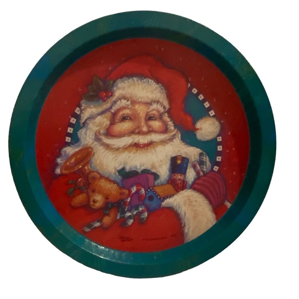 Vtg 1995 Santa Claus Christmas Tray Vive Isner-Hess Great Condition 13” CIG‎